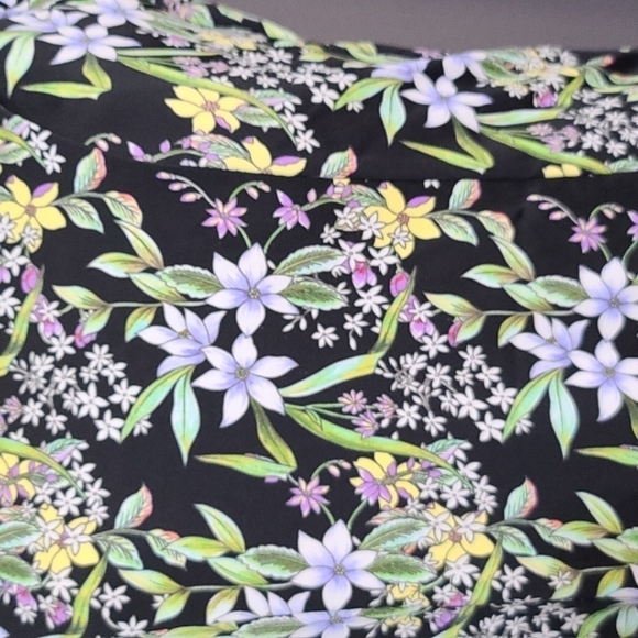 Unbranded Swimsuit Black Floral Modest Semi-Backless Ties Cruise Beach Sz 14 EUC - Picture 2 of 10